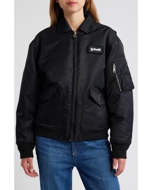 Schott Nyc Satin Flight Jacket - Black