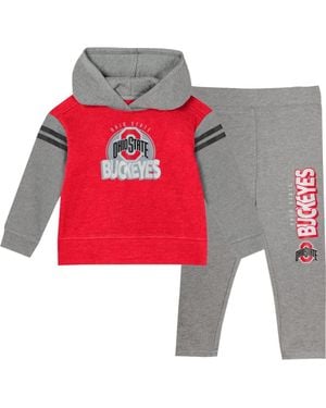 Outerstuff Girls Preschool Ohio State Buckeyes Preschool Clubhouse Pullover Hoodie & Legging Set - Red