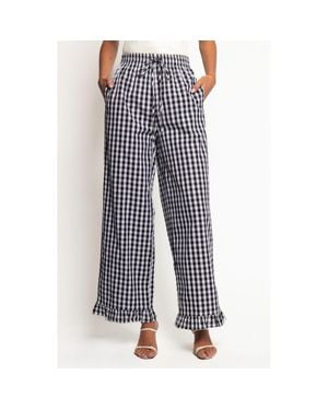 Petal & Pup Marina Tie Waist Ruffle Hem Pants - Blue