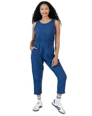 Poplinen Jameela Organic Cotton Gauze Jumpsuit - Blue