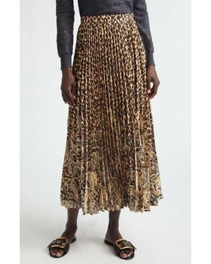Etro Mixed Print Pleated Midi Skirt - Natural