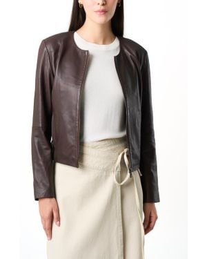 Velez Rider Leather Jacket For - Brown