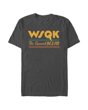 Stranger Things Retro Radio The Squawk Wsqk 94.5 Fm Stripes Graphic T-Shirt - Gray
