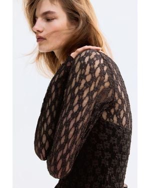 H&M Lace-Look Thong Bodysuit - Black