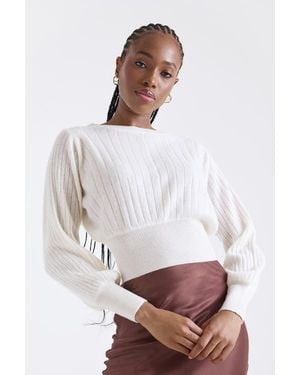 1982 Rosa Ribbed 100% Cashmere Sweater - White