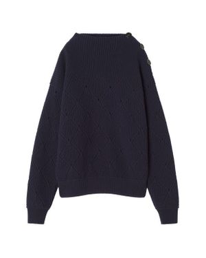 Lanvin Wool Sweater With Diamond Detail - Blue