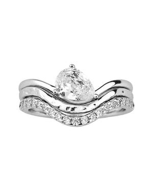 MADE BY MARY Tova Pear Ring Set - Metallic