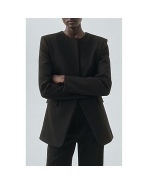 Mango Fitted Suit Jacket - Black