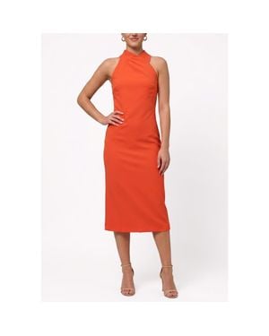 Rachel Roy Harland Crossover Halter Midi Dress in Orange | Lyst Rachel Roy Harland Crossover Halter Midi Dress in Orange | Lyst
