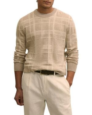 Brooks Brothers Plaid Texture Cotton Sweater - Natural