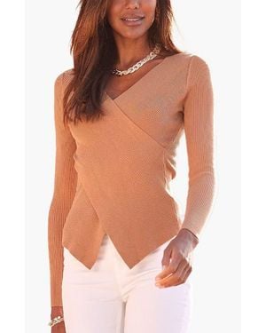 Lascana Overlapping V-Neck Sweater - Orange