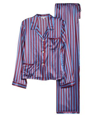 Morgan Lane Stripe Silk Pajamas - Blue