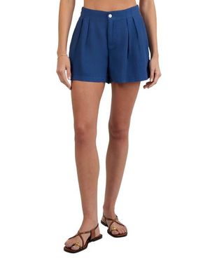 Bella Dahl Double Pleat Linen Shorts - Blue