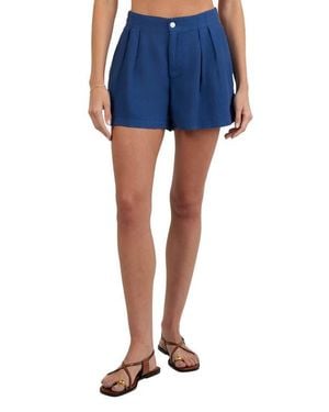 Bella Dahl Double Pleat Linen Shorts - Blue