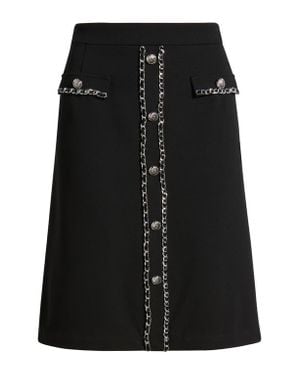 Ming Wang Chain Trim Deco Crepe A-Line Skirt - Black