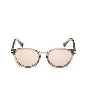 ZEGNA 51Mm Round Sunglasses - Natural