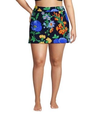 Lands' End Plus Size Tummy Control Swim Skirt - Blue
