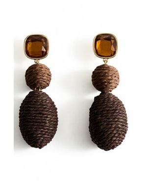 Mango Raffia Drop Earrings - Brown