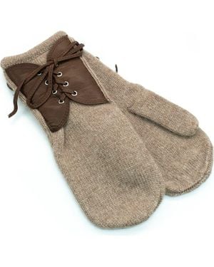 Portolano Mitten Gloves With Leather - Brown