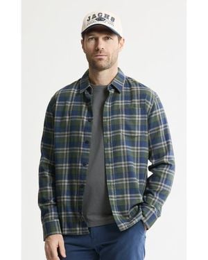 Jachs New York Manor Stretch Flannel Button-Down Shirt - Blue