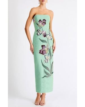 HELSI Sofia Beaded Strapless Sheath Maxi Dress - Green