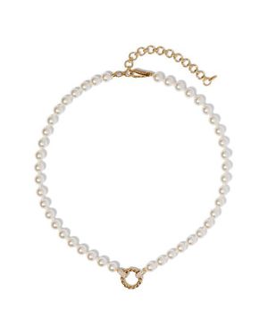 Nadri Poppy Twist Ring Necklace - White