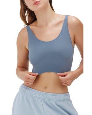 Noody Seamless Smooth Scoop Neck Top - Blue