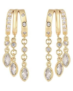 ATHRA LUXE Modern Muse Cz Marquise Charm Hoop Earrings - Metallic