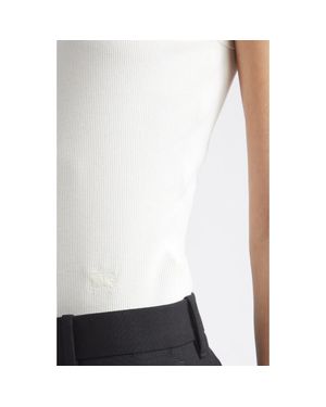Burberry Tierra Rib Tie Neck Tank - White