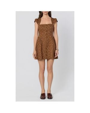 Astr Averi Polka Dot Minidress - Brown