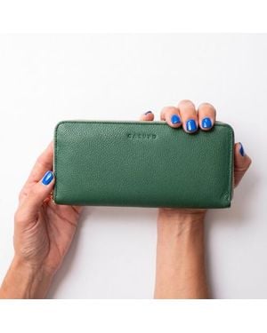 Casupo Large Zipper Wallet With Detachable Key Ring - Green