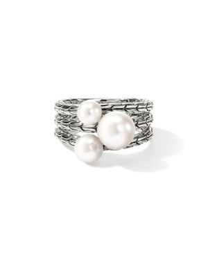 John Hardy Jh Essentials Pearl Three Row Ring - Multicolor