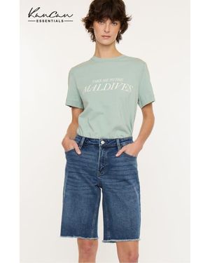 Kancan Arley Essentials Mid Rise Denim Jorts - Blue