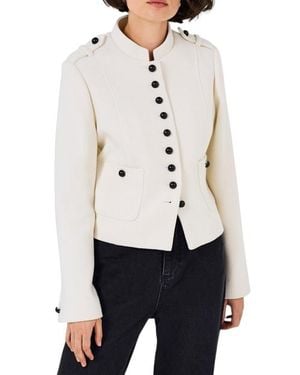 Mint Velvet Wool Blend Military Jacket - White