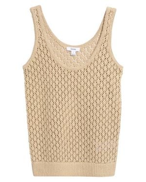 Reiss Colette Pointelle Knit Linen Tank - Natural