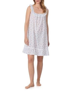 Eileen West Swiss Dot Sleeveless Cotton Chemise Nightgown - Multicolor