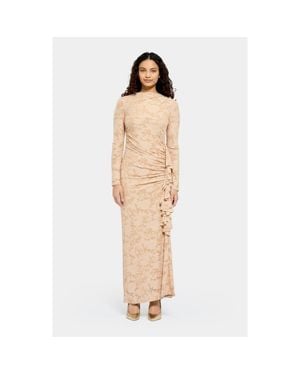 DASKA Charlotte Side Frill Dress - Natural