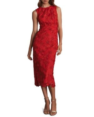 Mint Velvet Lace Shift Midi Dress - Red