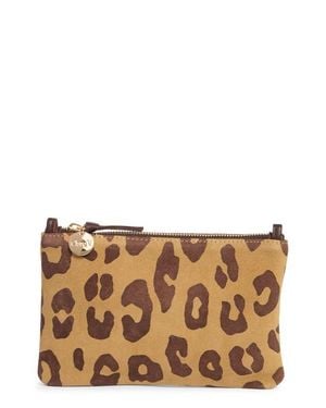 Clare V. Pablo Suede Feline Print Clutch - Brown