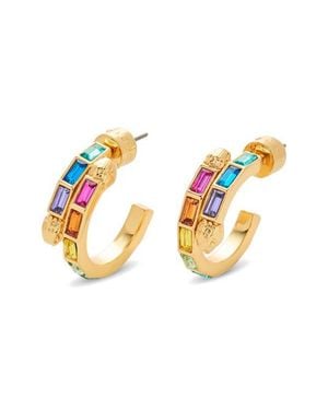 Kurt Geiger Baguette Stone Small Hoop Earrings - White