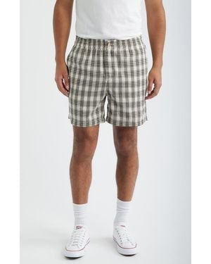 925 Originals Plaid Elastic Waist Shorts - Natural