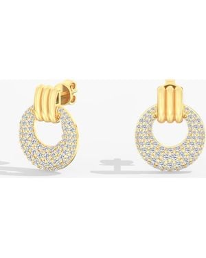 Everlee Domed Pavé Lab Diamond Door Knocker Earrings - Metallic