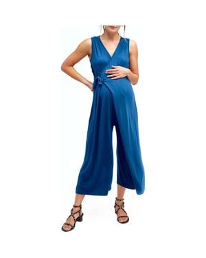 Nom Maternity Francesca Maternity & Nursing Cropped Jumpsuit - Blue