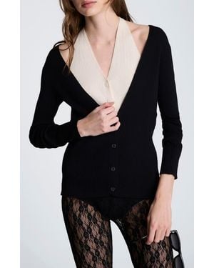 Kenneth Cole Layered Look Halter Cardigan - Black