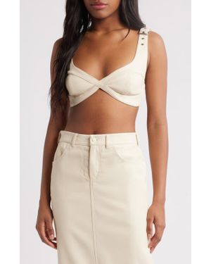 Mistress Rocks Faux Leather Bra Top - White