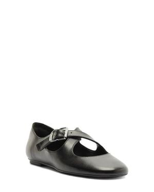 SCHUTZ SHOES Molly Leather Mary Jane Flat - Black