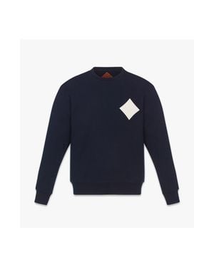 MCM Logo Patch Bouclé Sweatshirt - Blue