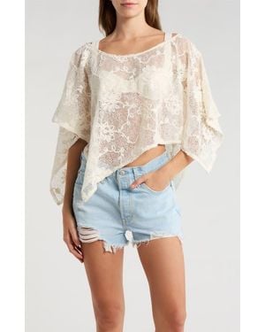 PacSun India Floral Openwork Poncho - Blue