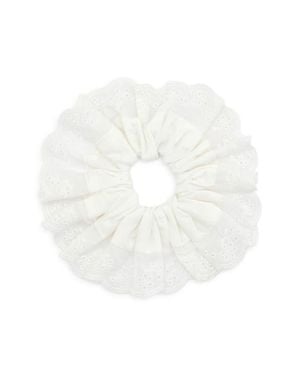 Tasha Oversize Eyelet Scrunchie - White