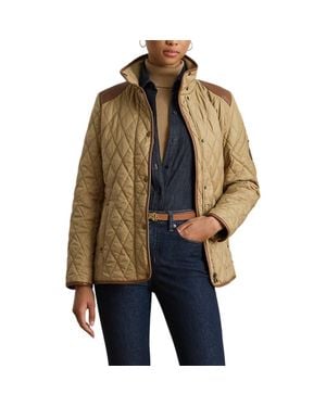 Ralph Lauren Diamond Quilted Barn Jacket With Faux Leather Trim - Multicolor